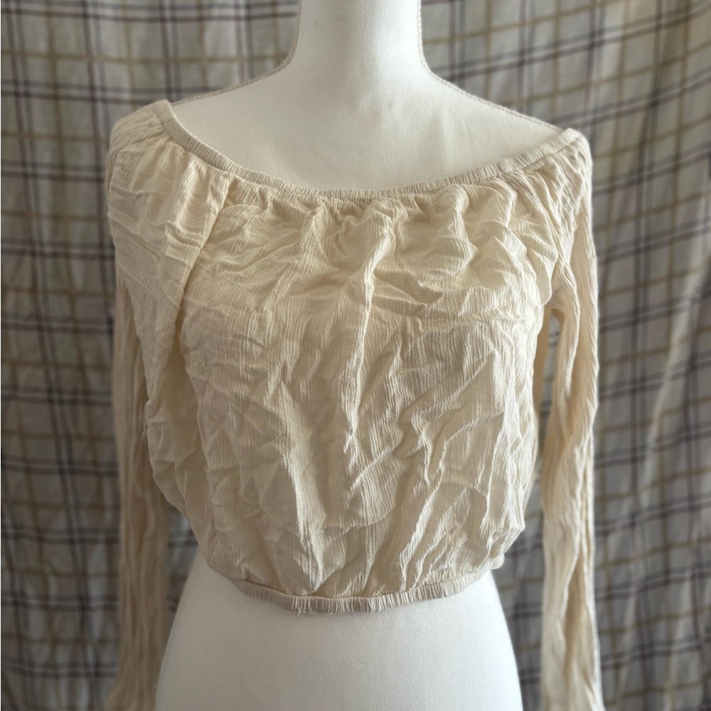Forever 21 Cream Off-Shoulder Blouse